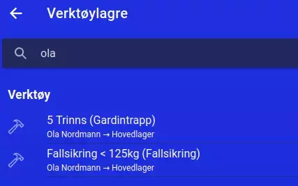 Skjermbilde fra appen
